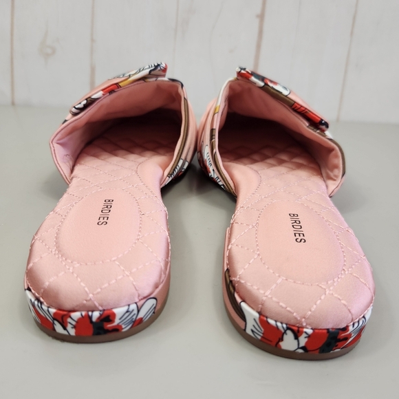Birdies Preppy Casual The Songbird Floral Slip-On Mules Satin Peach Pink 7 - Picture 8 of 13